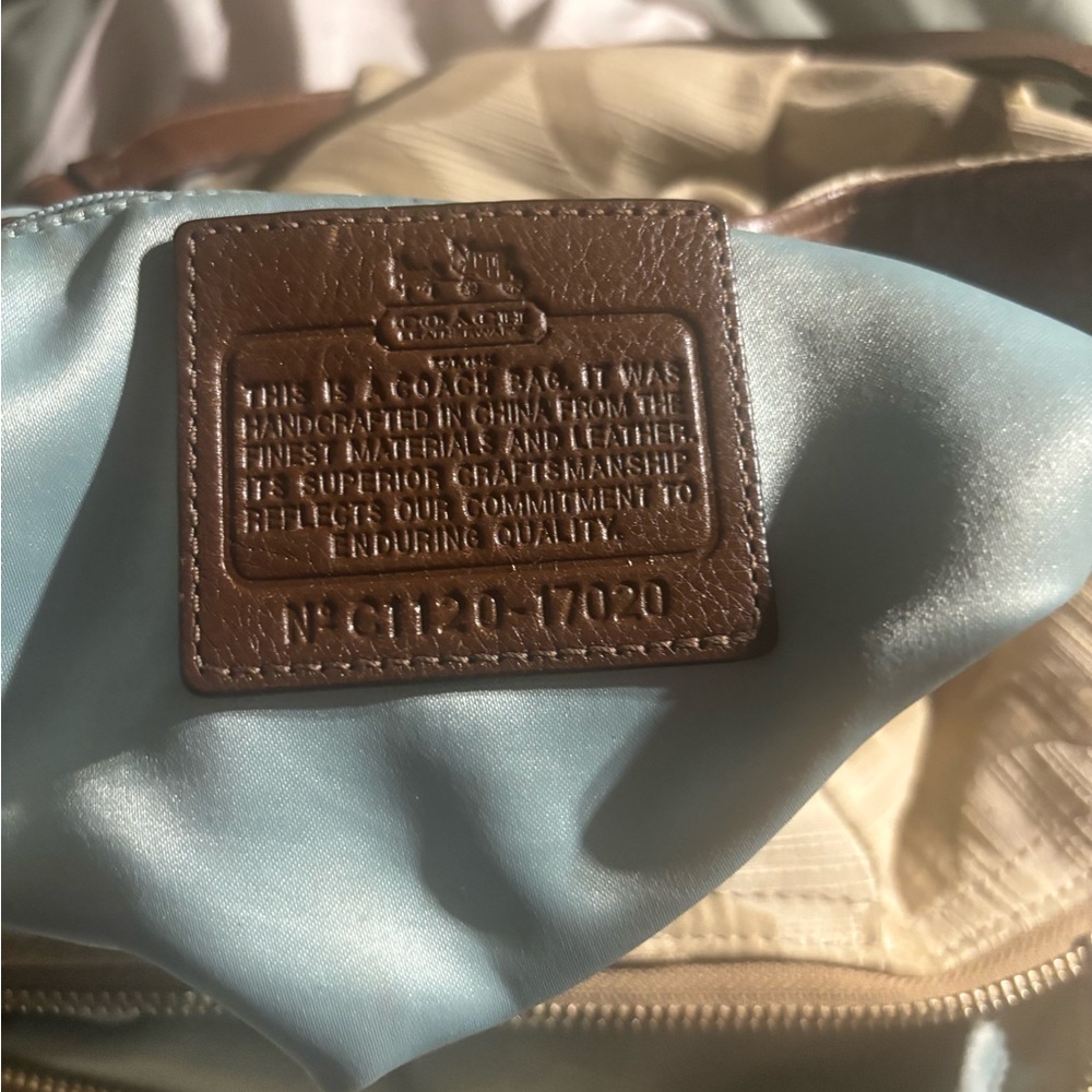 Coach Cream and Brown Hobo Bag with Signature Design-Madison Maggie , clean - Picture 10 of 11